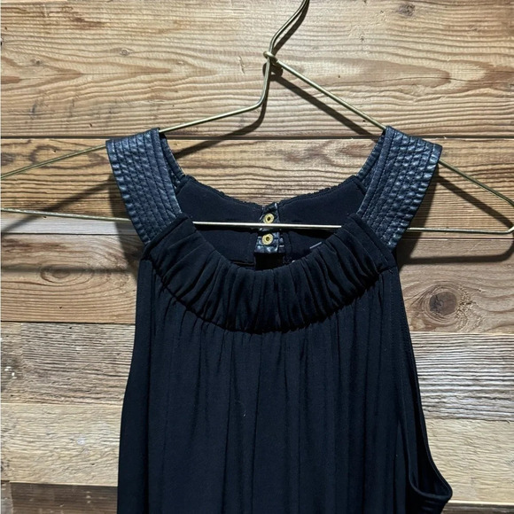 Calvin Klein Slinky dress Vegan Leather USM black white built-in bra party flowy - Picture 3 of 7